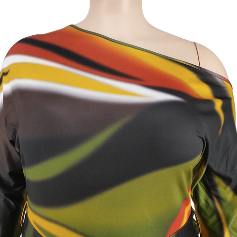 Women's Print Off Shoulder Plus Size Wide Leg Jumpsuits