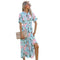 Women's Print Pleated Dresses with Flounces Long Dress