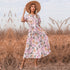 Women's Print Pleated Dresses with Flounces Long Dress
