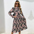 Women's Print Pleated Long Dresses Waist Strappy