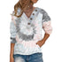 Women's Printed Plus Size V Neck Tie-dye Sweatshirt