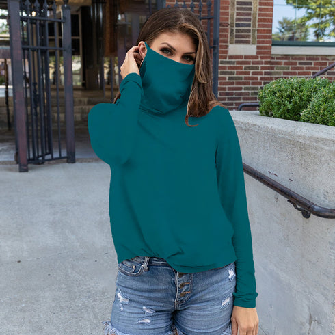 Women's Pullover Slim Long Sleeve Top Turtleneck Tunics