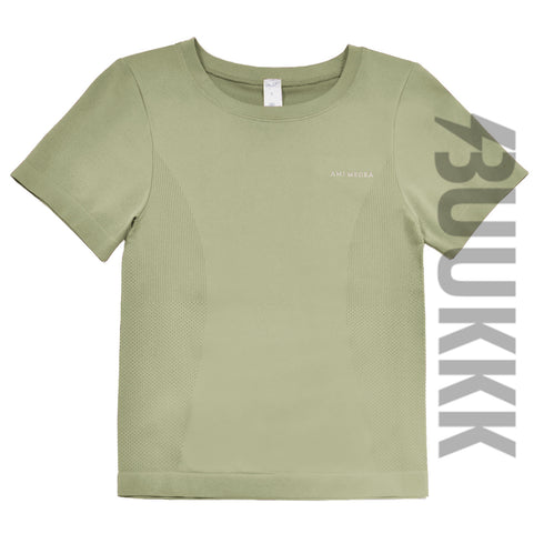 Women's Pure Color Athletic Skinny Short Sleeve Yoga T-Shirt