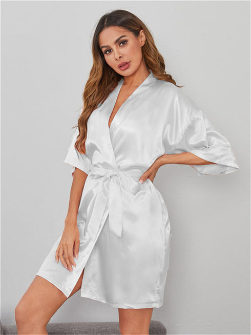 Women's Pure Color Nightwear Pajama Dresses