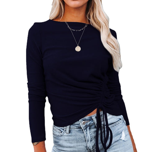 Women's Pure Color Tops Long Sleeve Pullover Sweater
