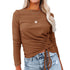 Women's Pure Color Tops Long Sleeve Pullover Sweater