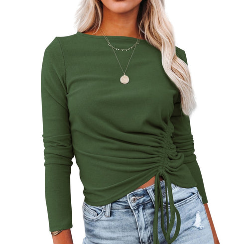Women's Pure Color Tops Long Sleeve Pullover Sweater