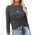 Women's Pure Color Tops Long Sleeve Pullover Sweater
