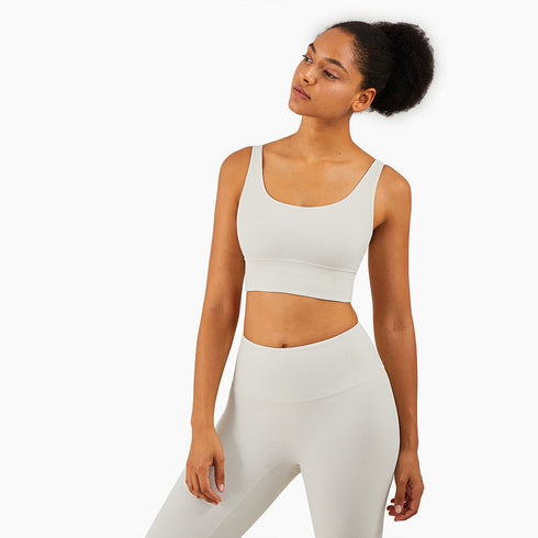 Women's Ribbed Sport Bra with Detachable Bra Pads