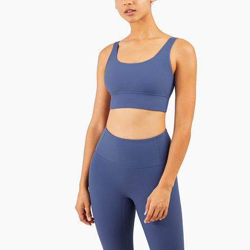 Women's Ribbed Sport Bra with Detachable Bra Pads