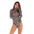 Women's Round Neck Long Sleeve Leopard Print Rompers