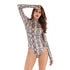 Women's Round Neck Long Sleeve Leopard Print Rompers