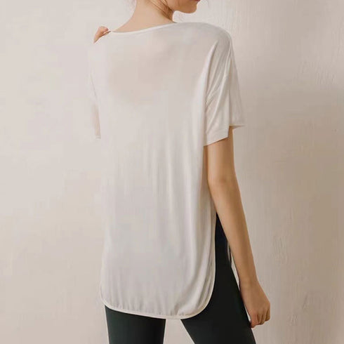 Women's Round Neck Short Sleeve Yoga Loose T-Shirt