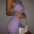 Women's Round Neck Sleeveless Solid Color Hip Wrap Dress