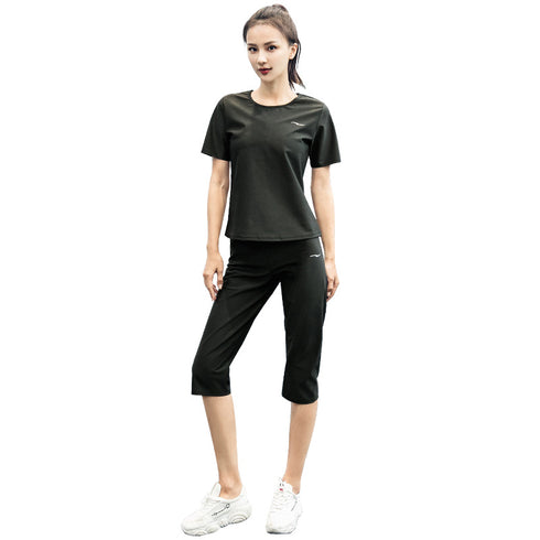 Women's Round Neck T-shirt Mid Thigh Sauna Suits