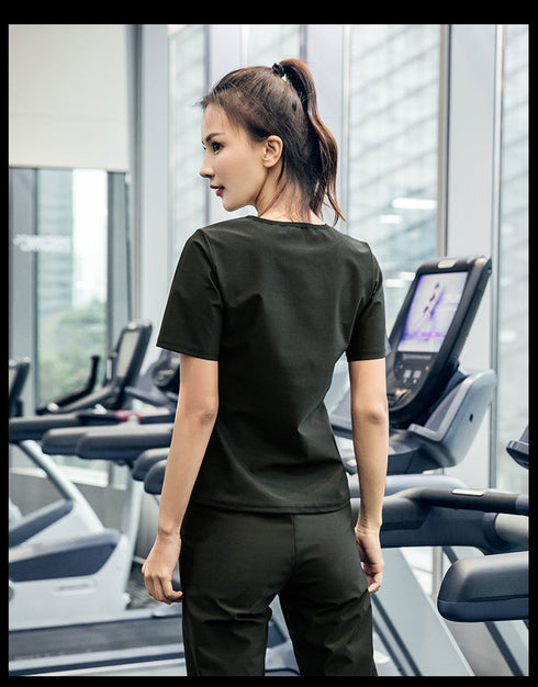 Women's Round Neck T-shirt Mid Thigh Sauna Suits