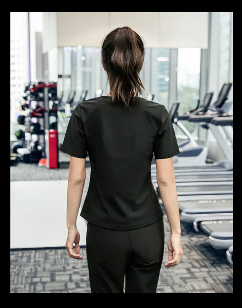 Women's Round Neck T-shirt Mid Thigh Sauna Suits