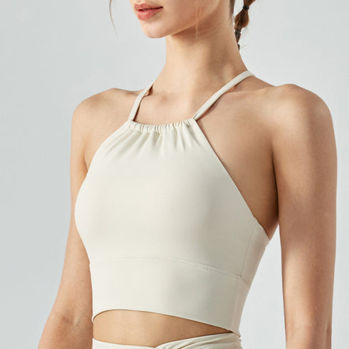 Women's Running Criss Cross Back Crop Tank with Bra Pads