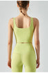 Women's Running Crop Square-cut Collar Tank Bra Pads