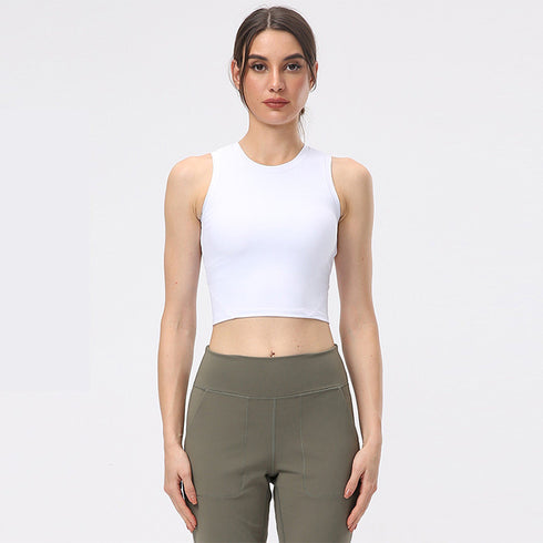 Women's Running Fitness Crop Tank with Bra Pads
