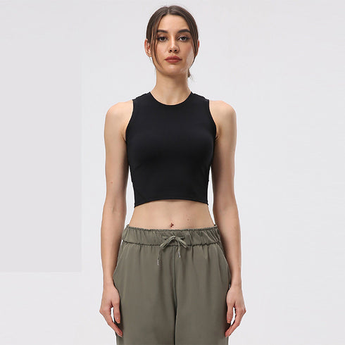Women's Running Fitness Crop Tank with Bra Pads