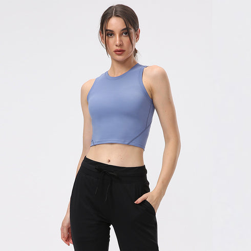 Women's Running Fitness Crop Tank with Bra Pads