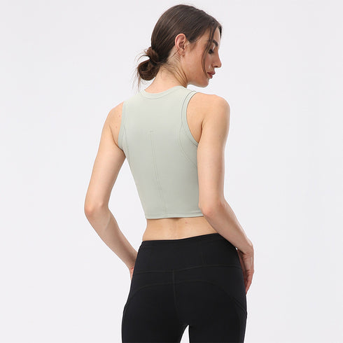 Women's Running Fitness Crop Tank with Bra Pads