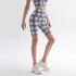 Women's Running Fitness Yoga Hi-Waist Plaid Pattern Shorts