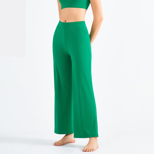 Women's Running High Waist Casual Ribbed Pants Loose Pants