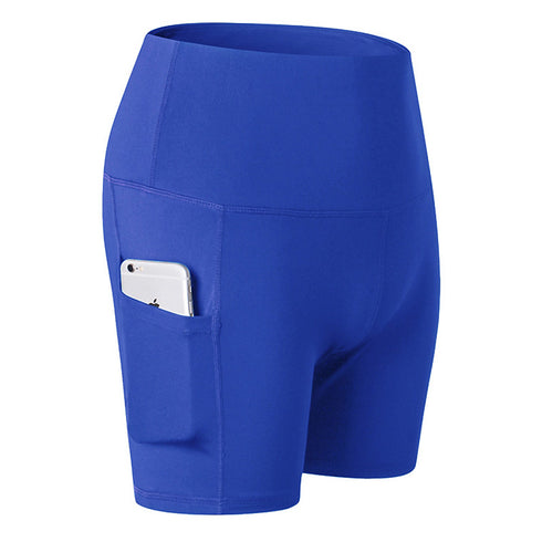 Women's Running High Waist Skinny Yoga Shorts with Pocket