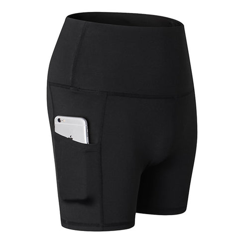 Women's Running High Waist Skinny Yoga Shorts with Pocket