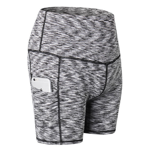 Women's Running High Waist Skinny Yoga Shorts with Pocket