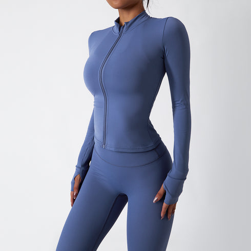 Women's Running Long Sleeve Zipper Yoga Activewear Sets