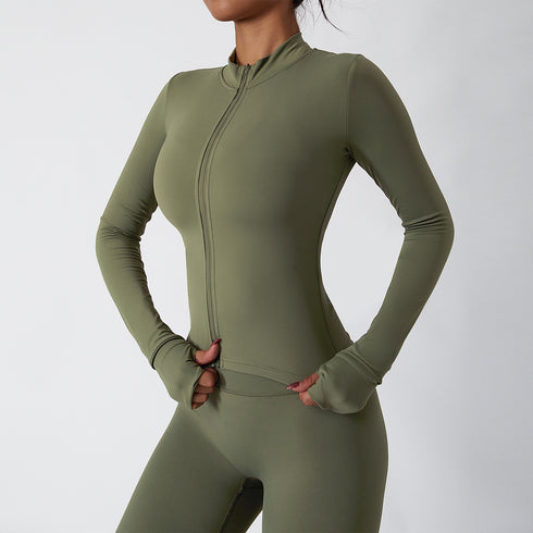 Women's Running Long Sleeve Zipper Yoga Activewear Sets