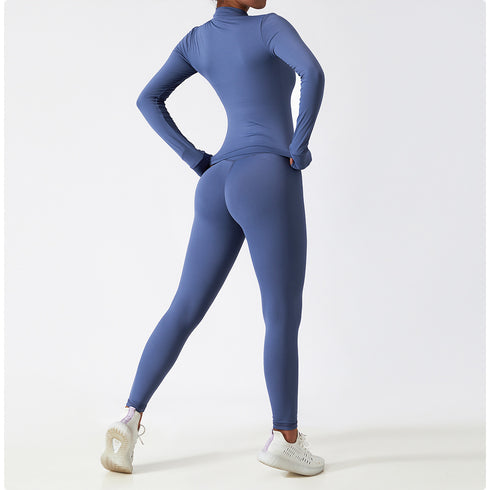 Women's Running Long Sleeve Zipper Yoga Activewear Sets