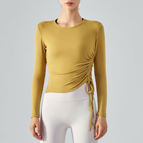 Women's Running Round Neck Side Drawstring Sweatshirts