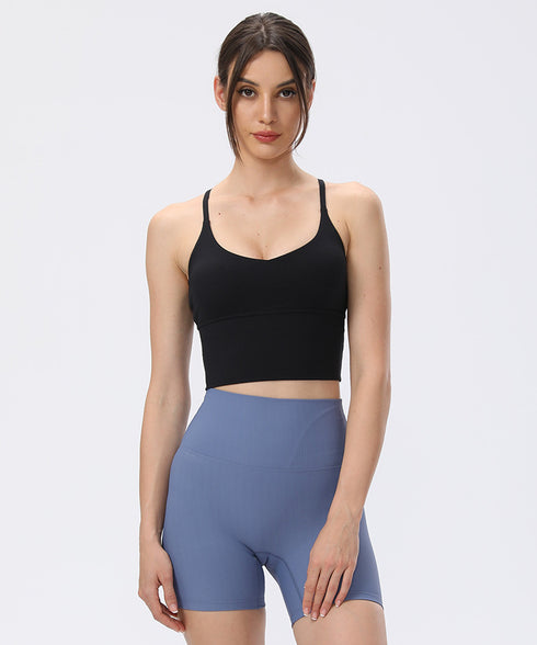 Women's Running Spaghetti Strap Crop Tank with Bra Pads