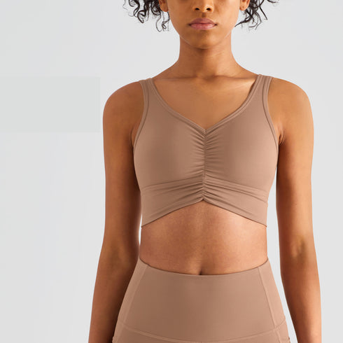 Women's Running Sport Wide Straps Sleeveless Plicated Tank