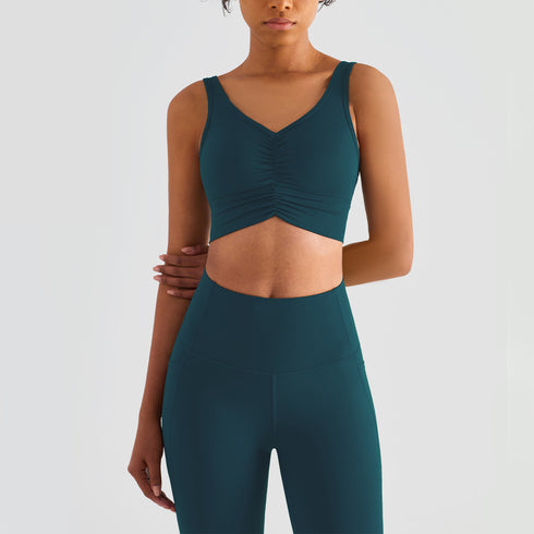 Women's Running Sport Yoga Deep V Plicated Bra