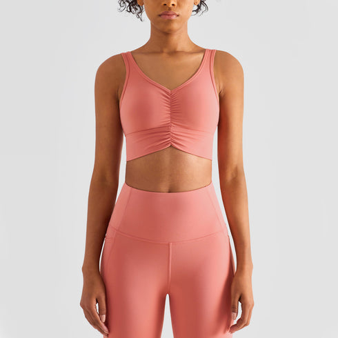 Women's Running Sport Yoga Deep V Plicated Bra