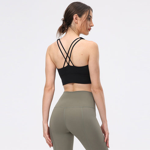 Women's Running Sports Crisscross Back Bra with Bra Pads