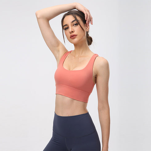 Women's Running Sports Crisscross Back Bra with Bra Pads