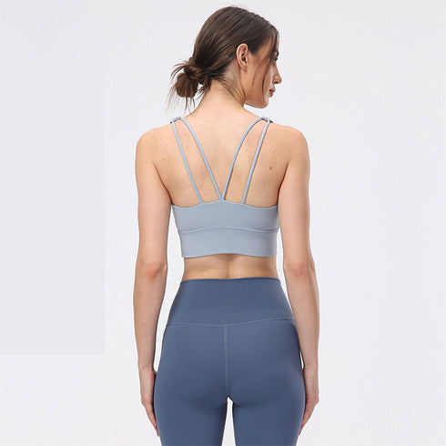 Women's Running Sports Crisscross Back Bra with Bra Pads