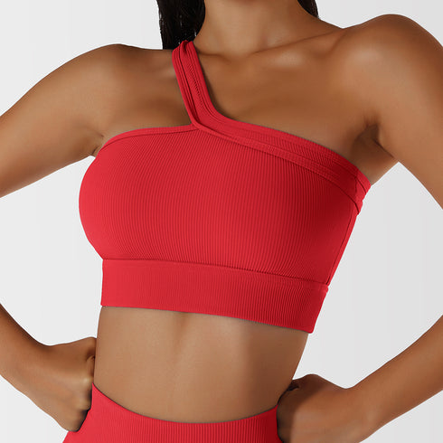Women's Running Sports One Shoulder Yoga Vest Bra Tank