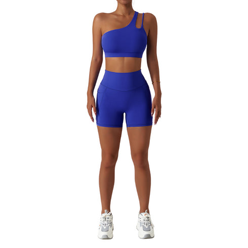 Women's Running Sports One Shoulder Yoga Vest Pant Suits