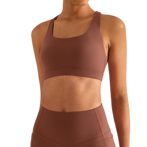 Women's Running Square-cut Collar Crisscross Back Sports Bra