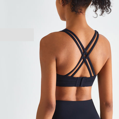 Women's Running Square-cut Collar Crisscross Back Sports Bra