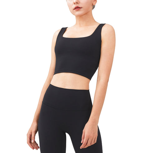 Women's Running Wide Straps Deep U Neck Fitness Tank