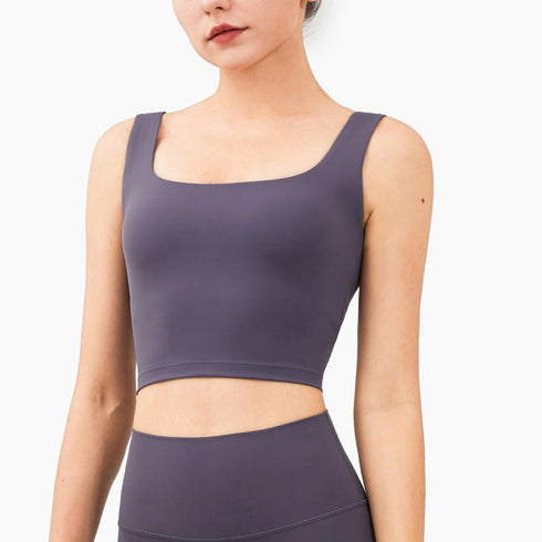 Women's Running Wide Straps Deep U Neck Fitness Tank