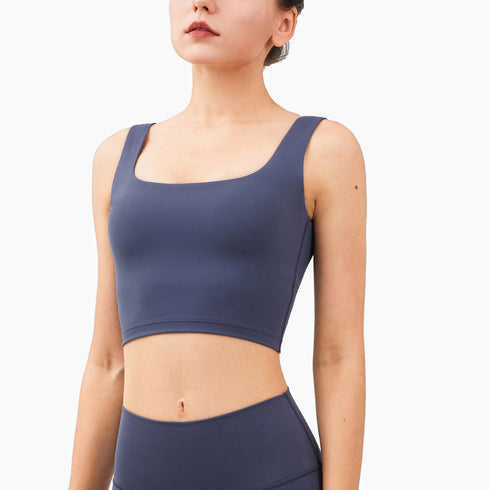 Women's Running Wide Straps Deep U Neck Fitness Tank